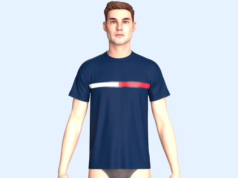 Tommy Hilfiger Blue T-Shirt Model 3D