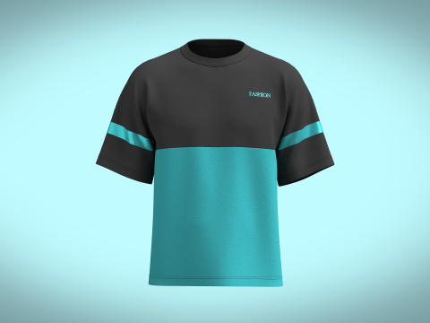 Unisex Colourblock Tshirt 3D Model