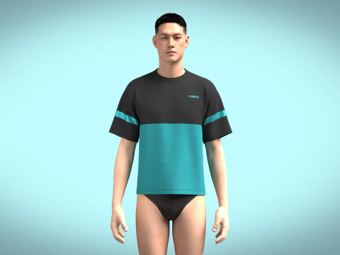 Unisex Colourblock Tshirt 3D Model