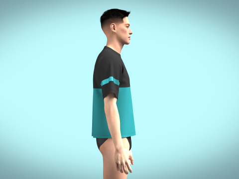 Unisex Colourblock Tshirt 3D 模型