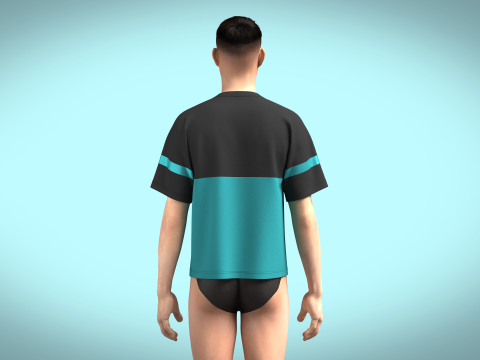 Unisex Colourblock Tshirt 3D 模型