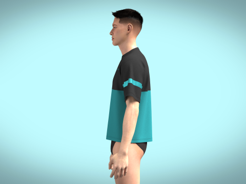 Unisex Colourblock Tshirt 3D 模型