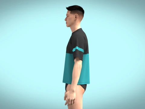 Unisex Colourblock Tshirt 3D Model