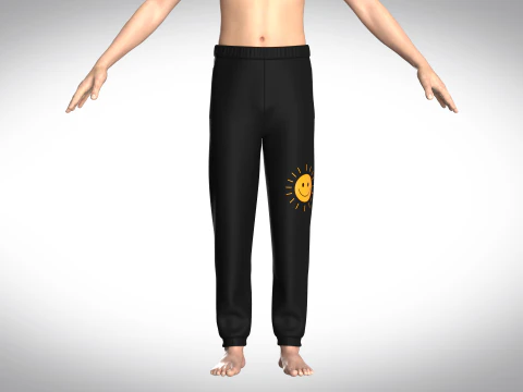 Jogger Preto Com Sol Modelo 3D