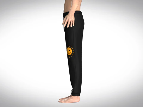 Jogger Preto Com Sol Modelo 3D