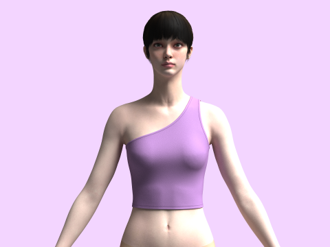 Asymmetric - One Shoulder Top Modello 3D