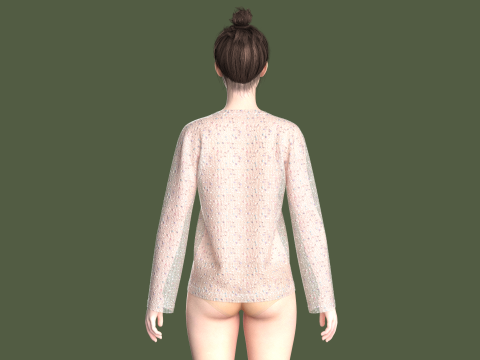Girls V-Neck Tops 3D 模型