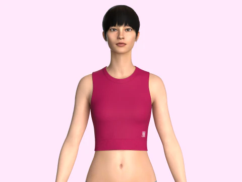 Girls Sleeveless Crop Top 3D Model