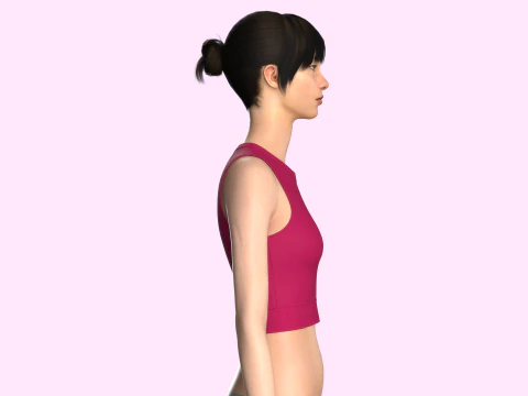 Girls Sleeveless Crop Top 3D Model