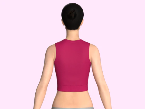 Girls Sleeveless Crop Top 3D Model