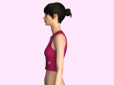 Girls Sleeveless Crop Top Model 3D