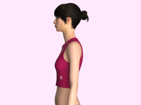 Girls Sleeveless Crop Top 3D Model