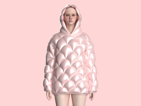 Girls Padded Hoodie Modelo 3D