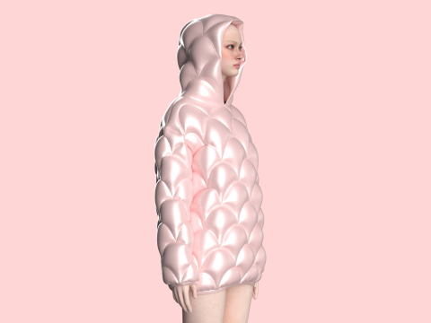 Girls Padded Hoodie Modelo 3D