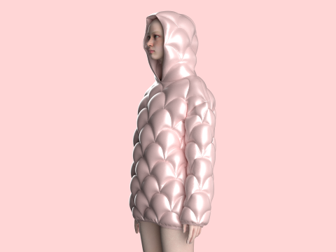 Girls Padded Hoodie Modelo 3D