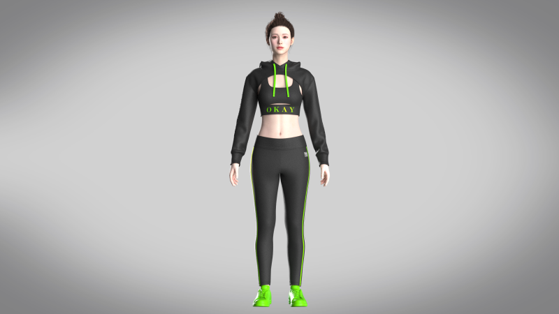 Girls Hoodie With Leggings 3D Model .c4d .max .obj .3ds .fbx .stl .blend 