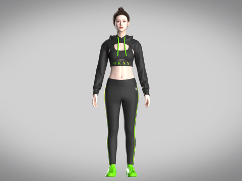 Girls Hoodie With Leggings 3Dモデル