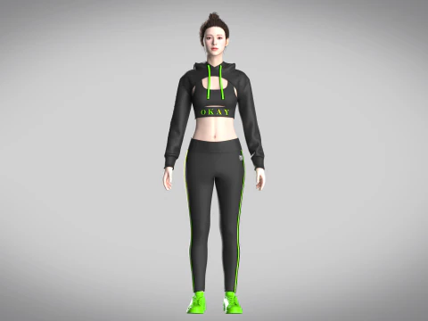 Толстовка для девочек с леггинсами 3D Модель