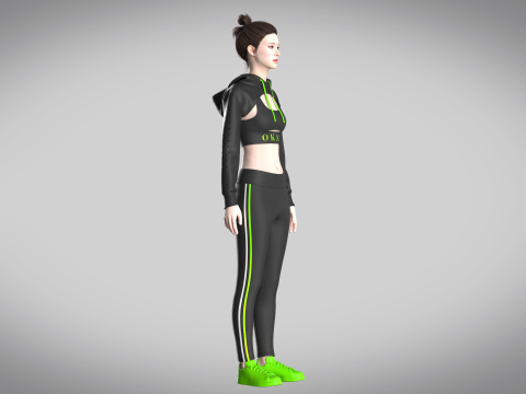 Girls Hoodie With Leggings 3D Model
