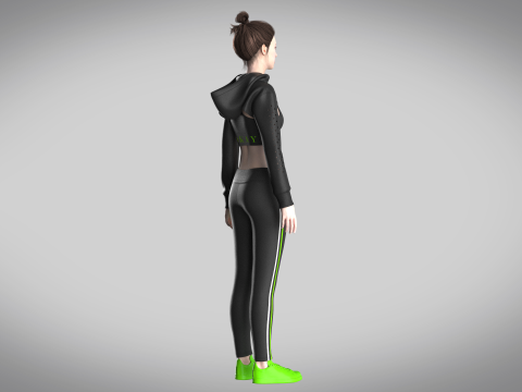 Girls Hoodie With Leggings 3D Model