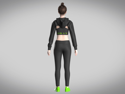 Girls Hoodie With Leggings 3D Model