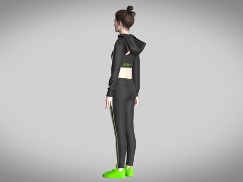 Girls Hoodie With Leggings 3D Model