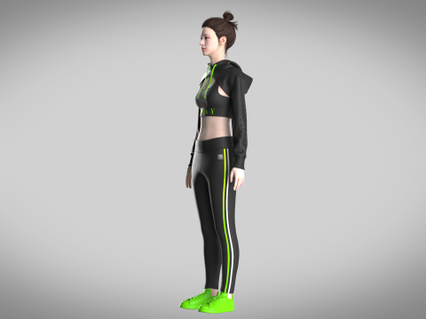Girls Hoodie With Leggings 3D Model