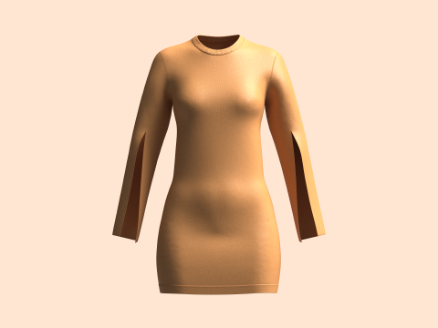 Girls Cut Sleeve Dress 3D Model