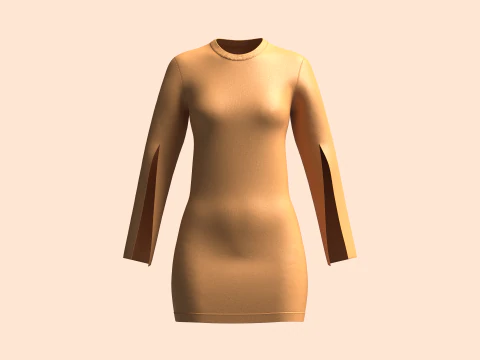 Платье с короткими рукавами для девочек 3D Модель