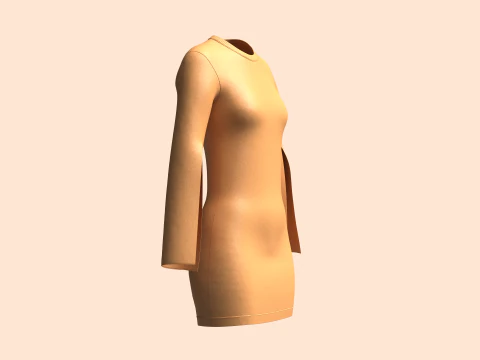Vestido de manga cortada para meninas Modelo 3D
