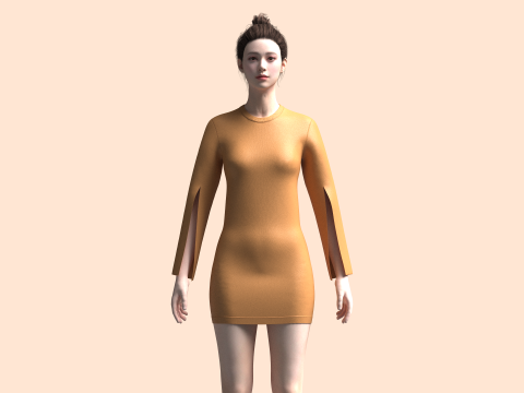 Girls Cut Sleeve Dress 3D-Modell