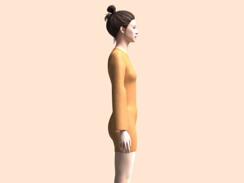 Girls Cut Sleeve Dress 3D-Modell