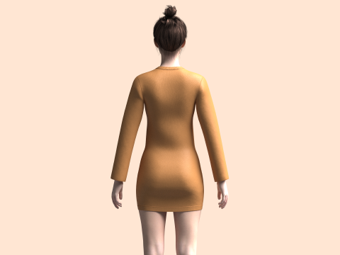 Girls Cut Sleeve Dress 3D-Modell
