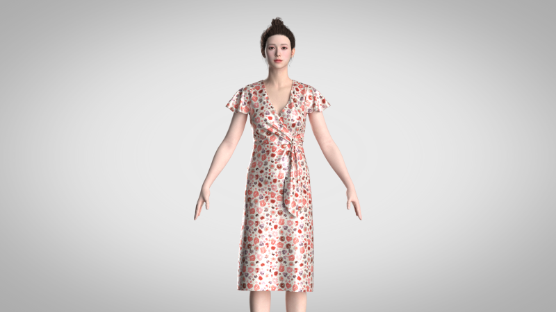 Ladies Wrap Dress 3D Model .c4d .max .obj .3ds .fbx .stl .blend 