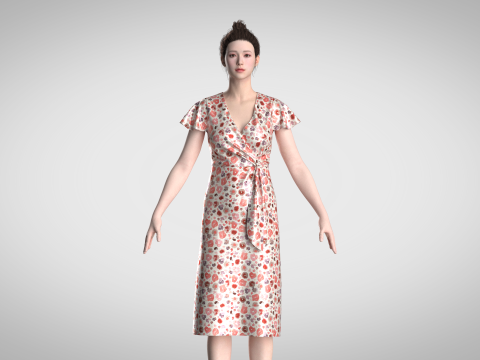 Ladies Wrap Dress 3D 模型
