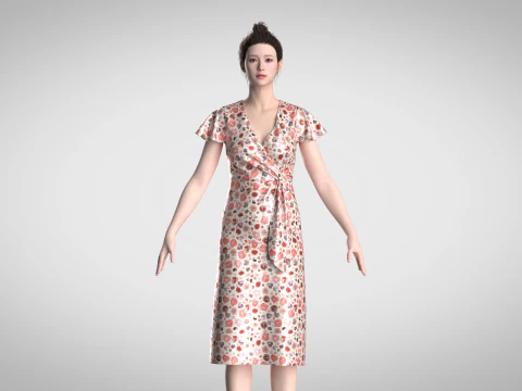 Женское платье с запахом 3D Модель