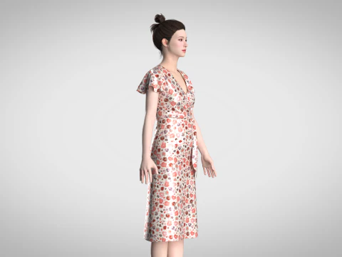 Ladies Wrap Dress 3D Model