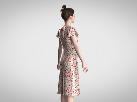 Ladies Wrap Dress 3D Model