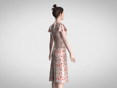 Ladies Wrap Dress 3D Model