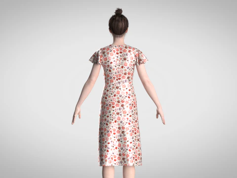 Ladies Wrap Dress 3D Model