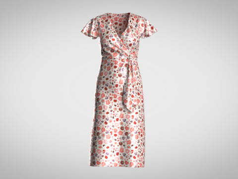 Ladies Wrap Dress 3D Model