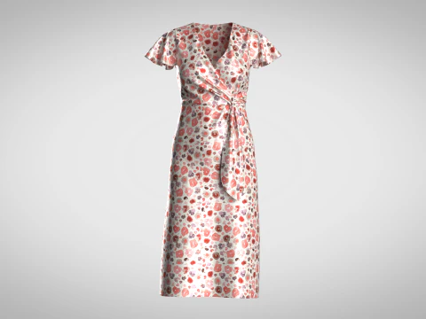 Ladies Wrap Dress 3D Model