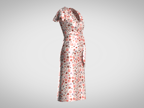 Ladies Wrap Dress 3D Model