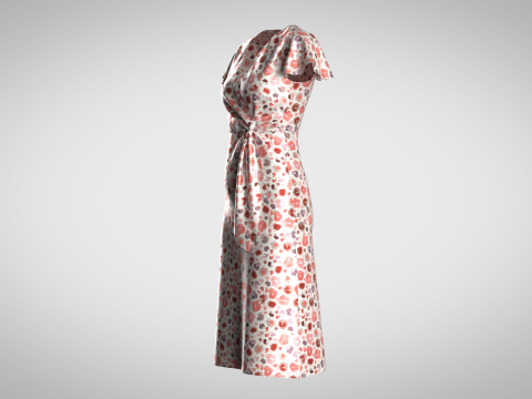 Ladies Wrap Dress 3D Model