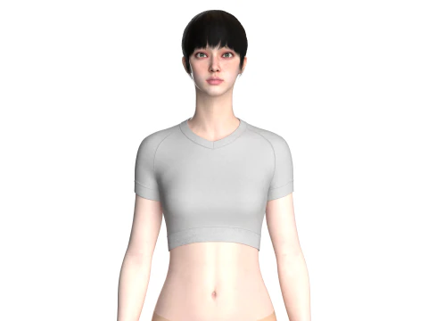 Ladies V-Neck Crop Tops 3D Model