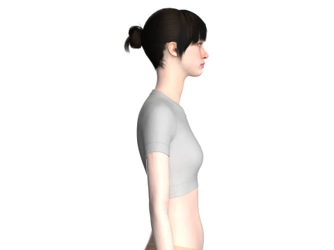 Ladies V-Neck Crop Tops 3D Model