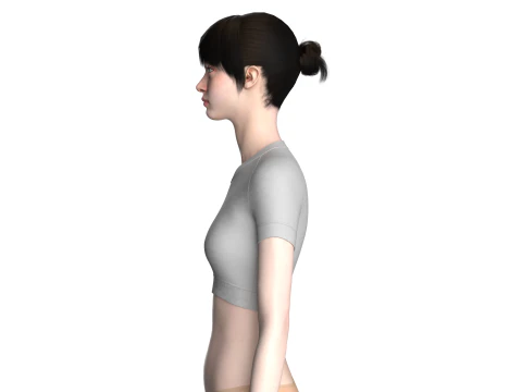 Ladies V-Neck Crop Tops 3D Model