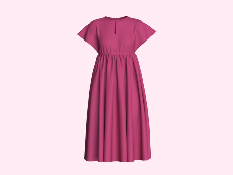 Ladies Midi Dress 3D Model