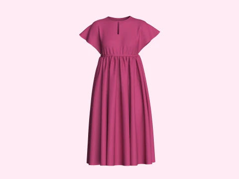 Женское платье миди 3D Модель