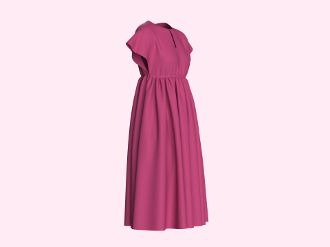Ladies Midi Dress Modèle 3D